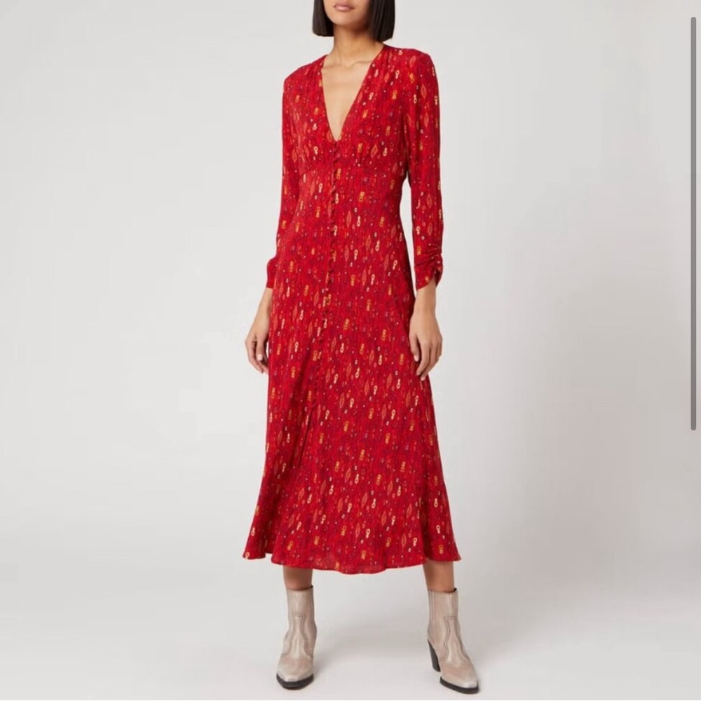 RIXO London Katie Klimt Eye Wave-Print Midi Dress